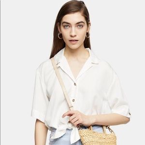 White casual knot front shirt
